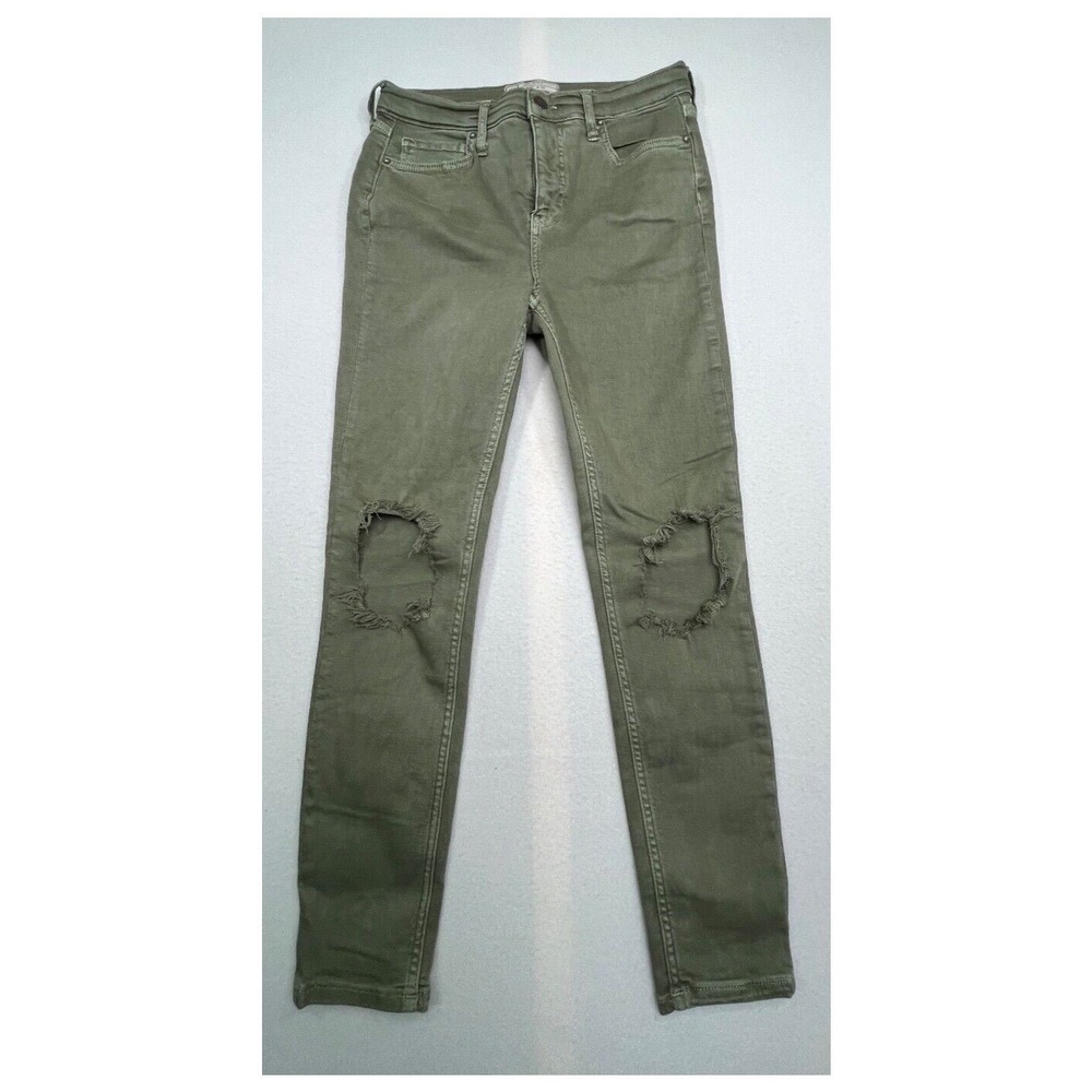 Free People Jeans Womens Size 29 Green Pants Distressed Skinny